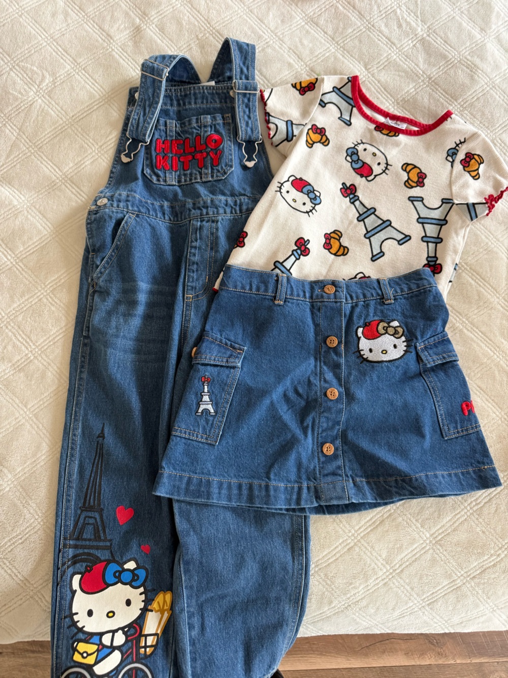 Hello Kitty Denim Skirt with Embroidered Character Accents - Blue